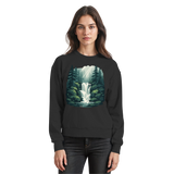 Arvenzo Fall Creek sweatshirt in deep black, front view showing classic crewneck design and soft fabric texture.