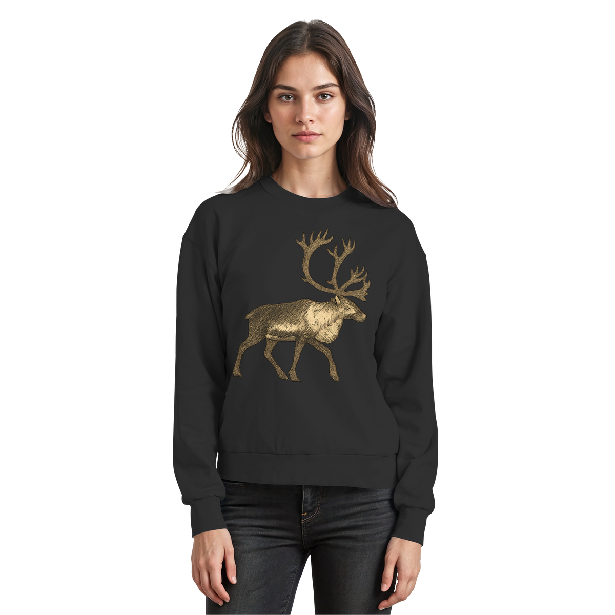 Front view of black Arvenzo Tundra Walk sweatshirt, a casual sweatshirt with a simple design and comfortable fit.