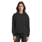 Arvenzo Pure Ground sweatshirt in deep black, front view showing a classic crew neck and minimalist design.