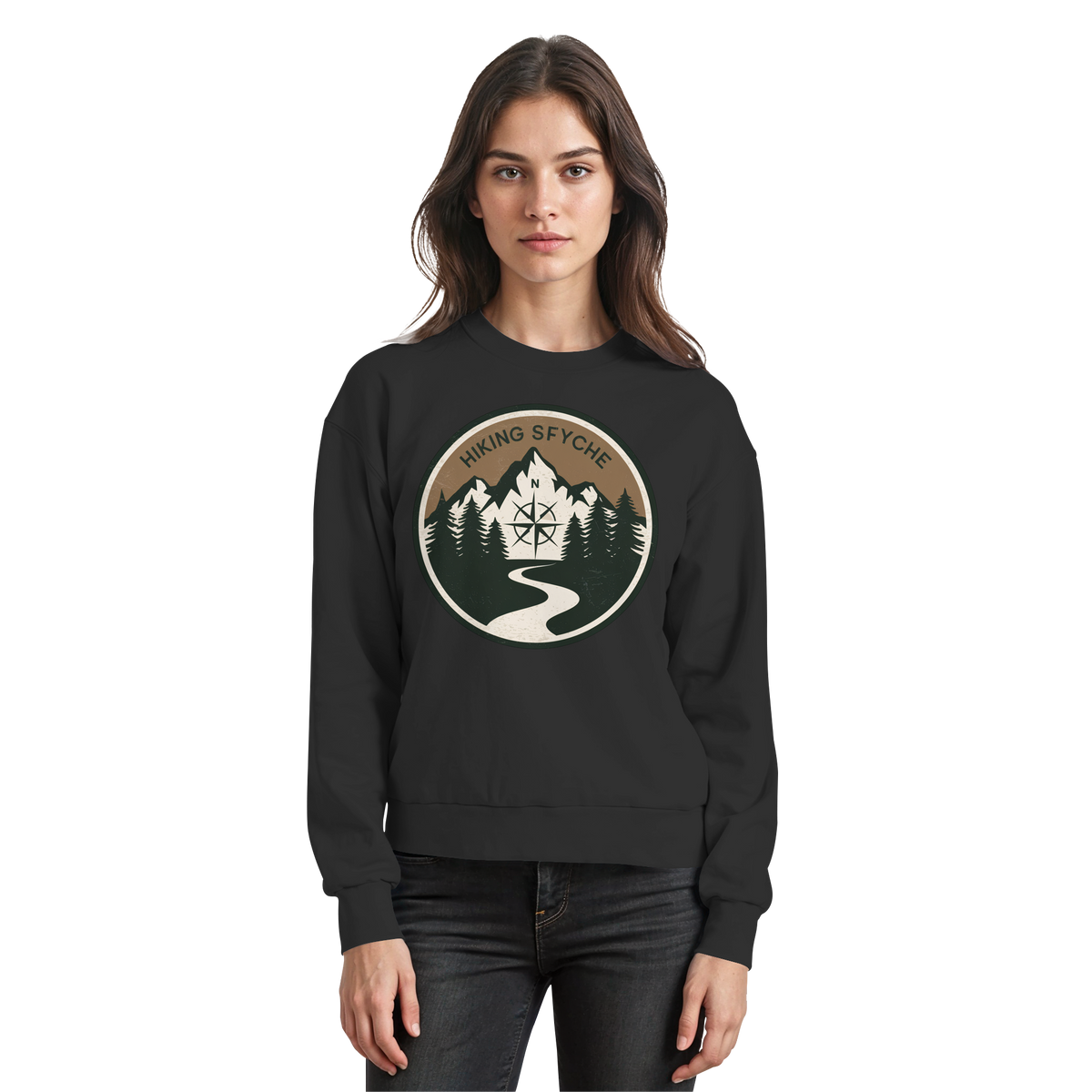 Black Arvenzo Trail Crest Sweatshirt featuring a simple front design, crafted for comfort and casual wear.
