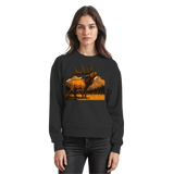 Black Arvenzo Elk Meadow sweatshirt front view, showcasing a cozy, casual sweatshirt with a simple design and soft fabric.