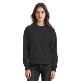 Arvenzo Cliff Edge Sweatshirt in deep black, front view showcasing the classic crewneck design and soft fabric.
