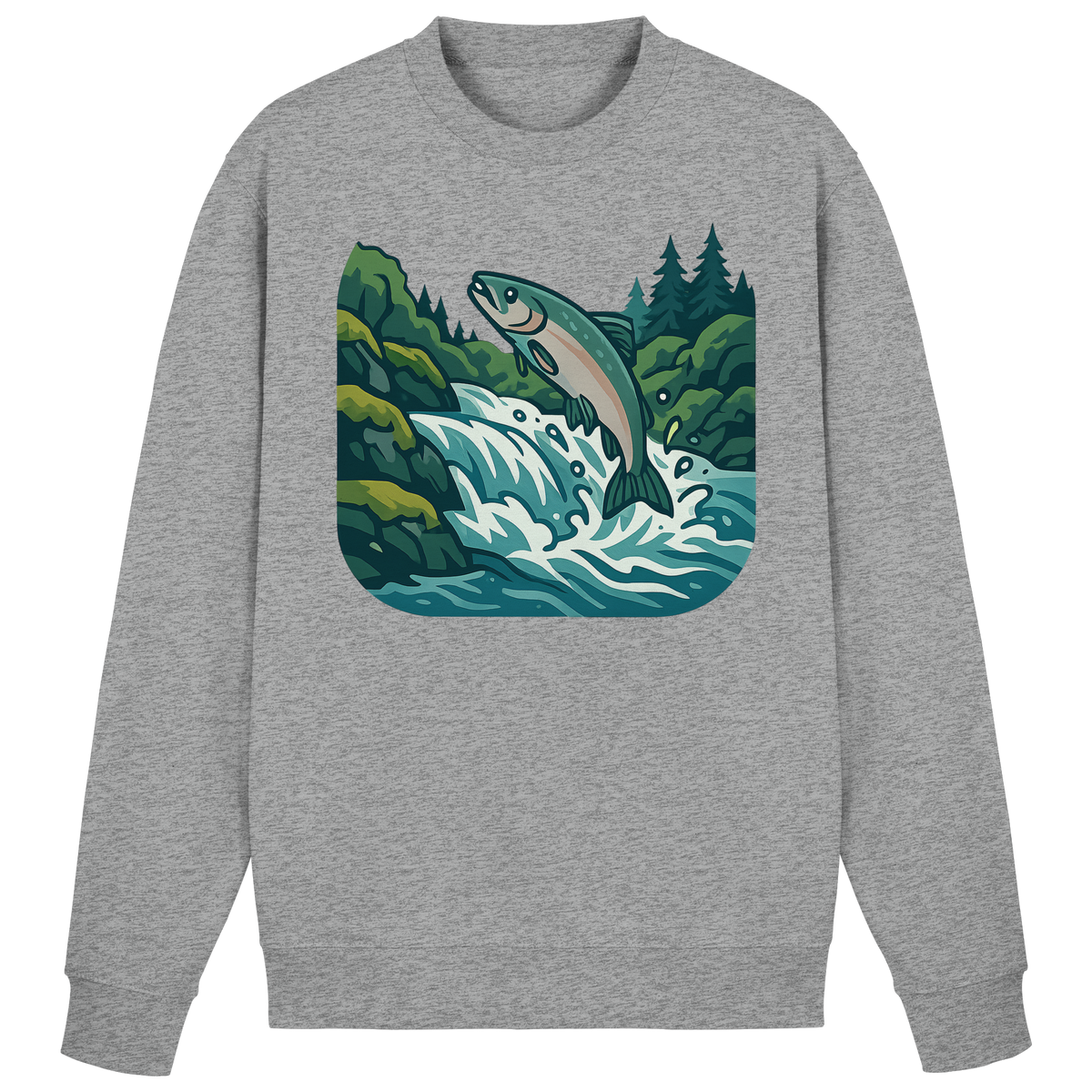 Front view of Arvenzo silver heather grey sweatshirt with a classic crew neck and relaxed fit.