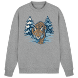 Heather grey Arvenzo Snow Lynx sweatshirt showing a front view with a relaxed fit and soft fabric, casual and stylish.