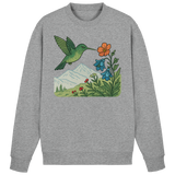 Heather grey Bloom Wing sweatshirt by Arvenzo, front view showing a relaxed fit and simple design.