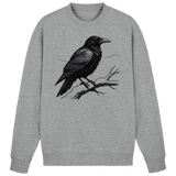 Heather grey Arvenzo Dark Raven sweatshirt displayed from the front, showcasing a casual, comfortable design in a cozy fabric.