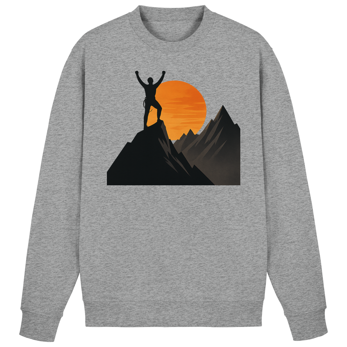 Arvenzo Bold Ascent sweatshirt in heather grey, front view showing classic crewneck design and soft fabric.