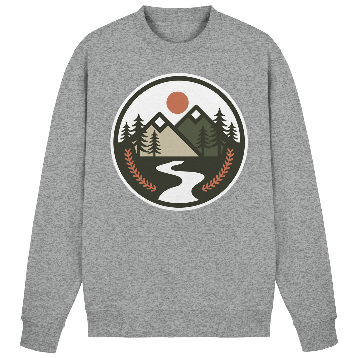 Heather grey Arvenzo Open Ground sweatshirt shown from the front, featuring a classic crewneck and soft, cozy fabric.