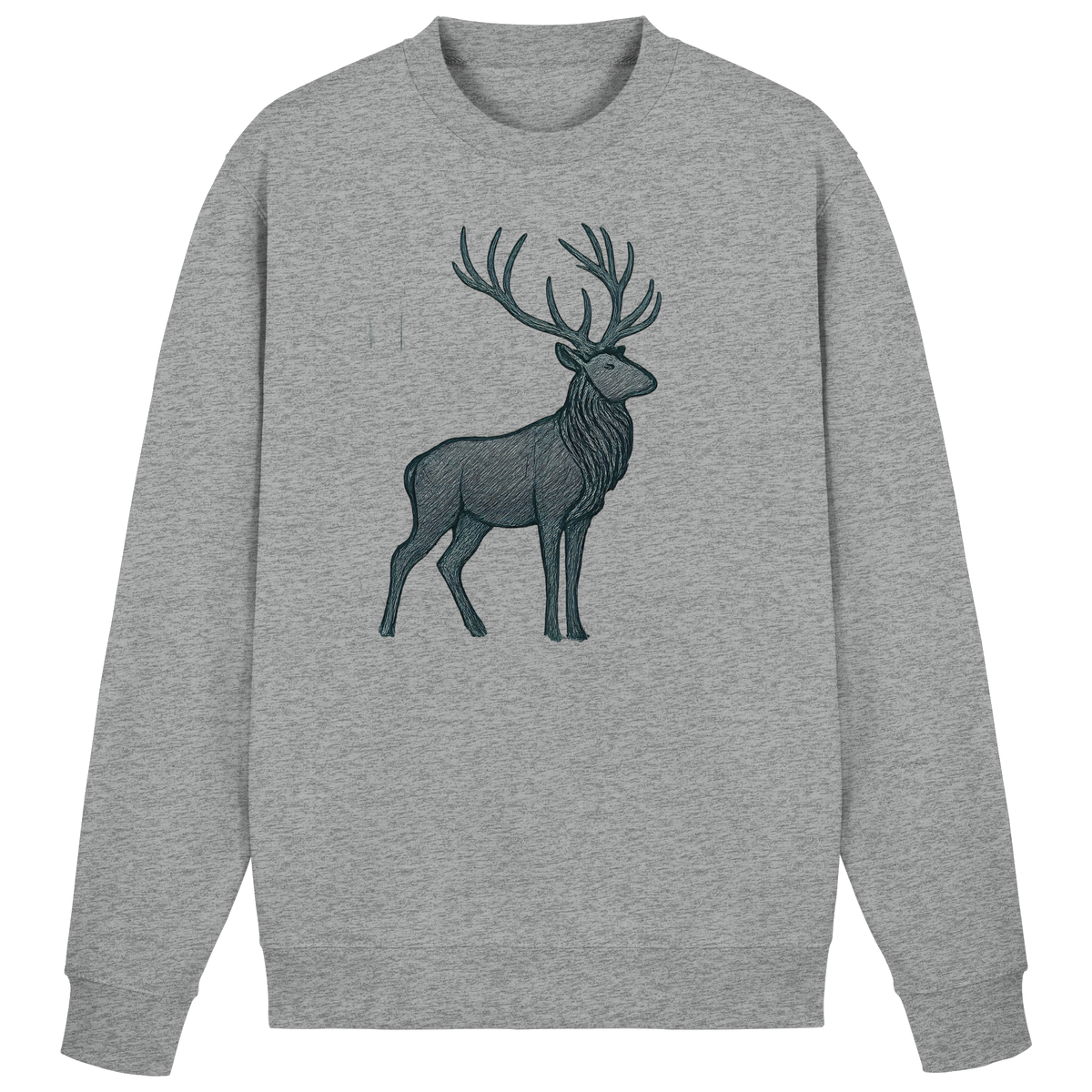 Arvenzo Mist Crown sweatshirt in heather grey, front view showing casual crewneck design and soft fabric texture.