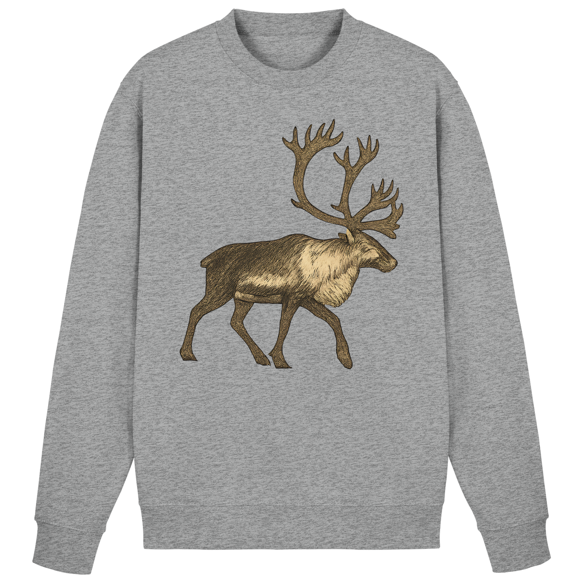 Heather grey Arvenzo Tundra Walk sweatshirt shown from the front, featuring a classic crew neck and soft, cozy fabric.
