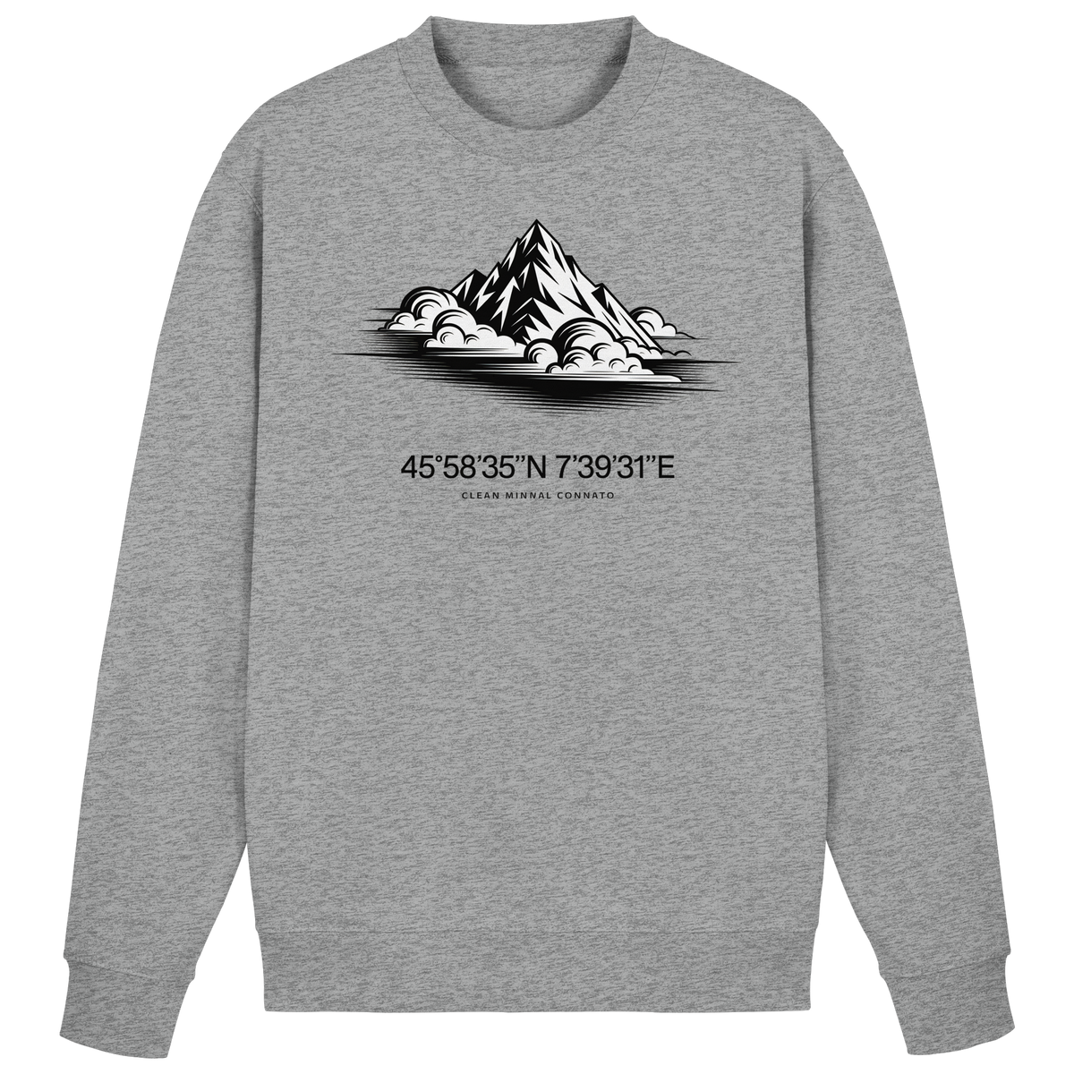 Arvenzo Summit Point sweatshirt in heather grey, front view showing a classic crewneck design and soft fabric texture.