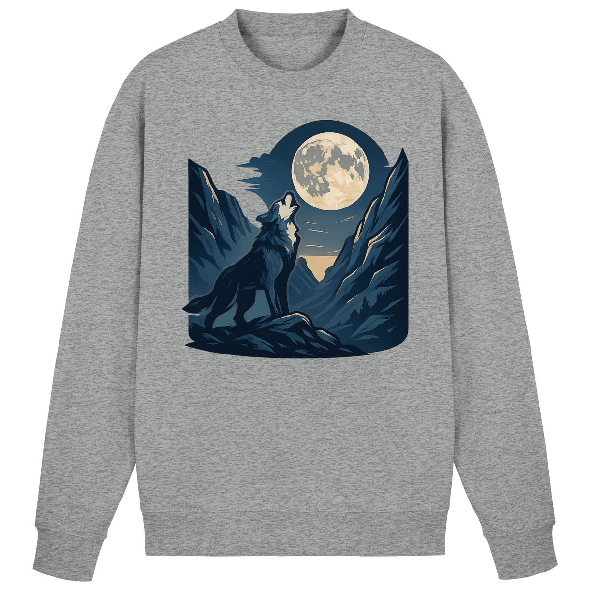 Arvenzo Silver Howl sweatshirt in heather grey, front view showing classic crewneck design and comfortable fit.