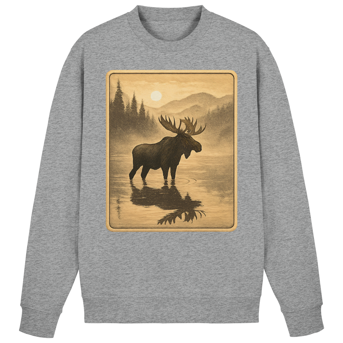 Heather grey Arvenzo Calm Shore sweatshirt with a simple front design, soft fabric, and comfortable fit for casual wear.