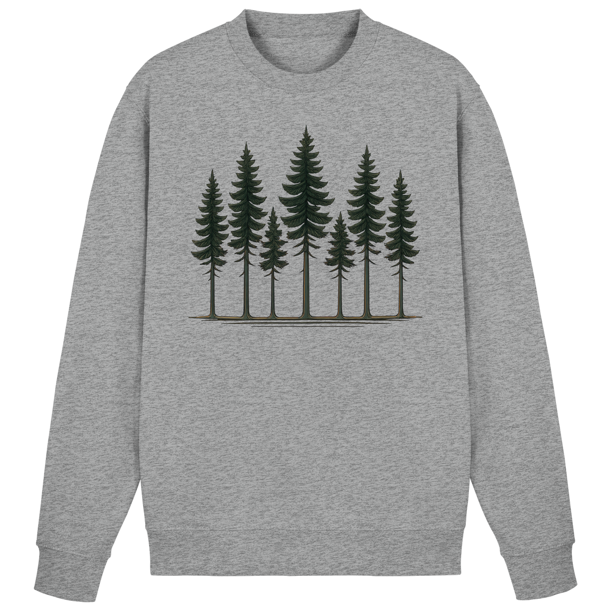 Arvenzo Pine Dusk sweatshirt in heather grey, front view showcasing a cozy, casual sweatshirt with a simple design and soft fabric.
