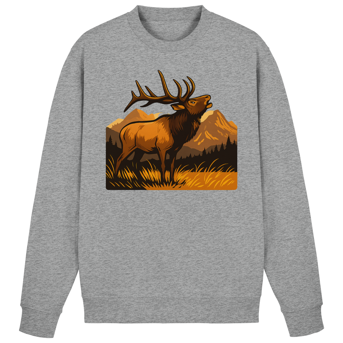 Heather grey Arvenzo Elk Meadow Sweatshirt with a simple front design, soft fabric, and comfortable fit.