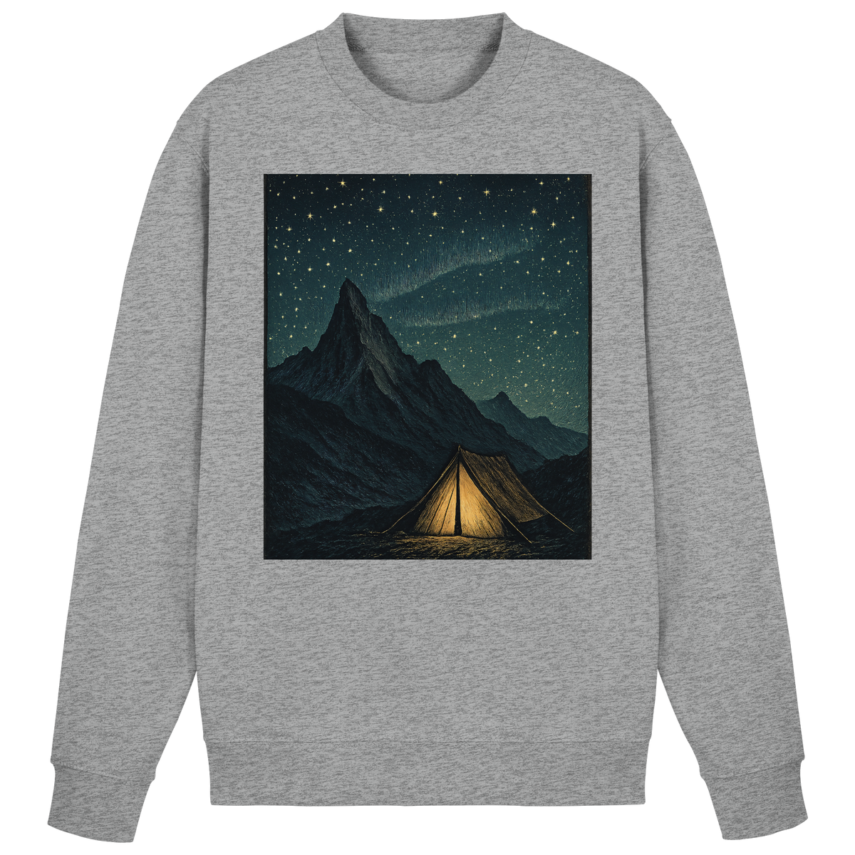 Heather grey North Light sweatshirt by Arvenzo, front view showing classic crew neck and soft fabric texture.