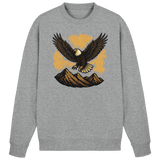 Arvenzo Iron Wing sweatshirt in heather grey, front view showing classic crew neck and minimalist Iron Wing design.