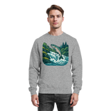 Front view of Arvenzo silver heather grey run sweatshirt, casual athletic sweatshirt with a ribbed collar and long sleeves.