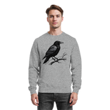 Heather grey Arvenzo Dark Raven Sweatshirt with a classic crew neck and soft fabric, front view showing comfortable fit and simple style.