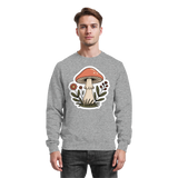 Heather grey Arvenzo Still Roots sweatshirt, front view showing classic crew neck and relaxed fit, casual and comfortable style.