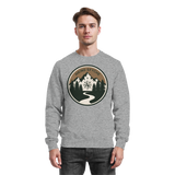 Arvenzo Trail Crest sweatshirt in heather grey, front view showing classic crewneck design and comfortable fit.