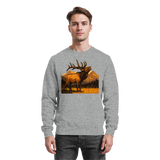 Heather grey Elk Meadow Sweatshirt by Arvenzo, front view showing classic crewneck and soft, cozy fabric.
