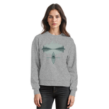 Heather grey Arvenzo Mirror Lake sweatshirt with a front design, casual knit fabric, and classic crewneck style.