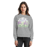 Heather grey Alpine Bloom sweatshirt by Arvenzo, front view showing soft fabric and simple, stylish design.