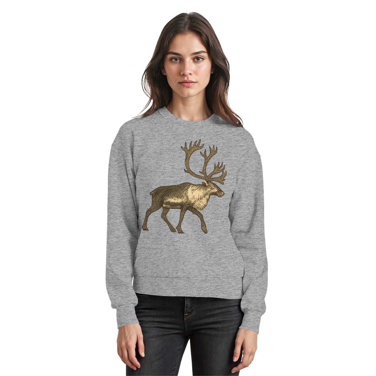 Arvenzo Tundra Walk sweatshirt in heather grey, front view showing a comfortable casual sweatshirt with a simple design.