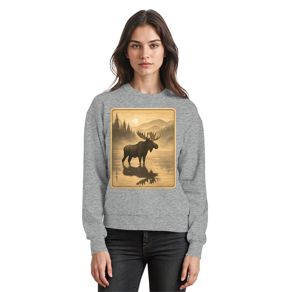 Heather grey Arvenzo Calm Shore sweatshirt featuring a simple front design, soft fabric, and casual fit.