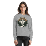 Arvenzo Trail Crest sweatshirt in heather grey, front view showing classic crew neck and soft fabric for casual wear.
