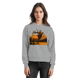 Heather grey Elk Meadow sweatshirt by Arvenzo, front view showing classic crew neck and soft, cozy fabric.