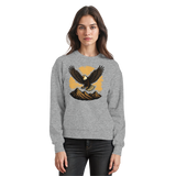 Arvenzo Iron Wing sweatshirt in heather grey, front view showing classic crew neckline and minimalist iron wing graphic design.