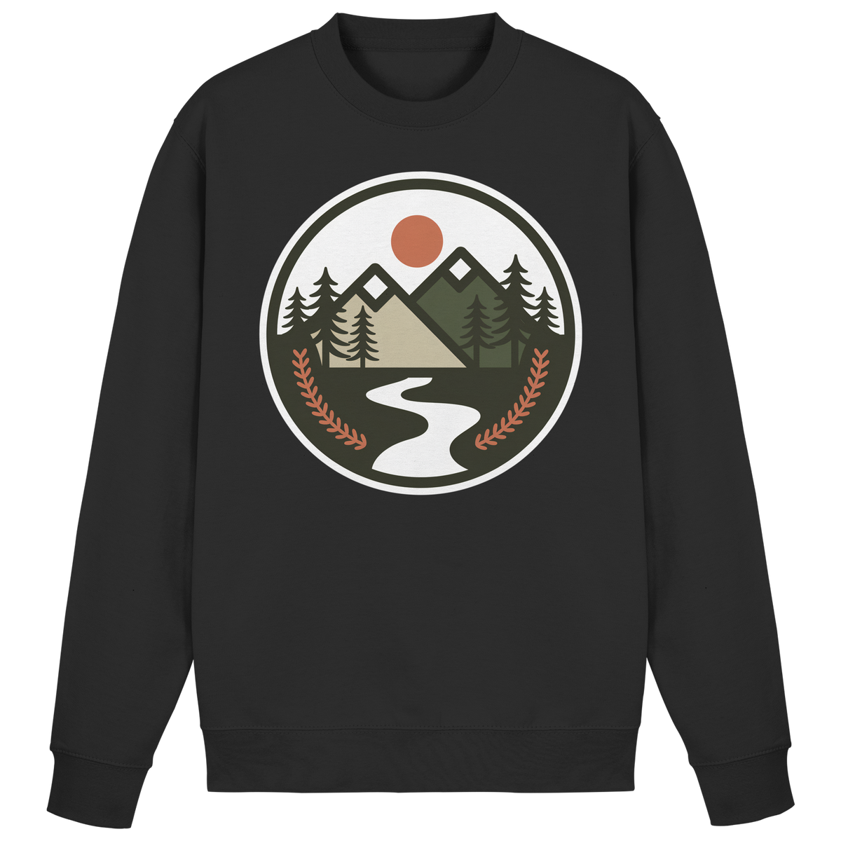 Black Arvenzo Open Ground sweatshirt shown from the front with a simple, classic design and comfortable fit.