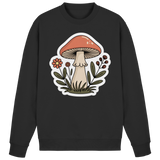 Black Still Roots Arvenzo sweatshirt shown from the front, featuring a classic crew neck and minimalist design.