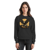 Black Iron Wing sweatshirt by Arvenzo, front view showing a sleek crew neck and minimalist wing design on the chest.