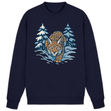 Arvenzo Snow Lynx sweatshirt in navy, front view showing classic crewneck design and soft fabric texture.