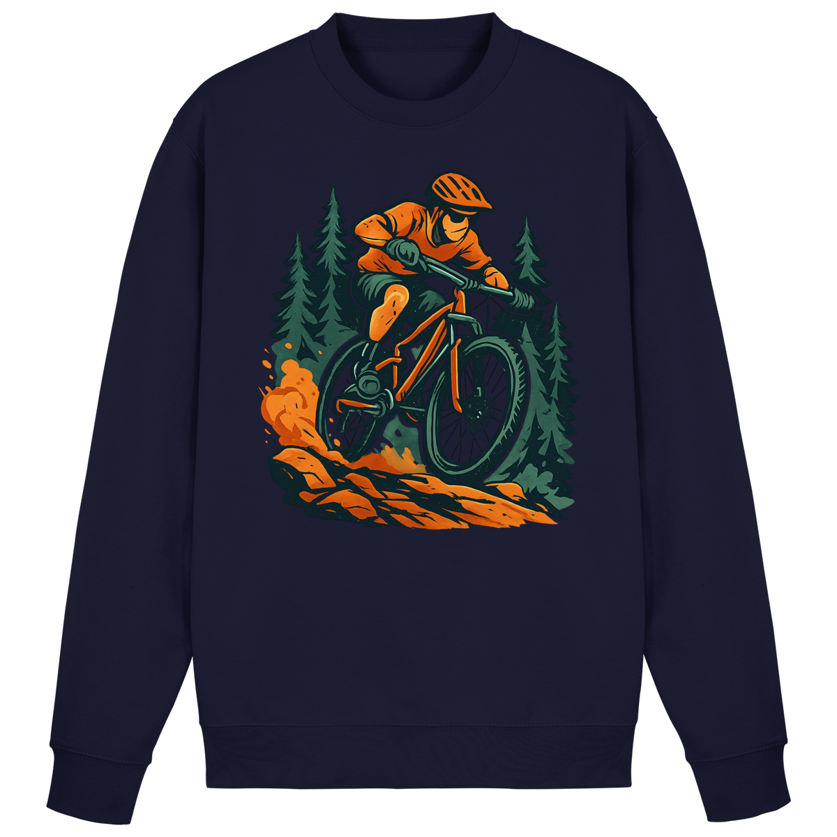 Arvenzo Dirt Rush sweatshirt in navy, front view showing classic crew neck and minimalist design on soft cotton fabric.