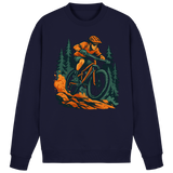 Arvenzo Dirt Rush sweatshirt in navy, front view showing classic crew neck and minimalist design on soft cotton fabric.
