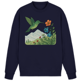 Arvenzo Bloom Wing sweatshirt in navy, front view showing classic crewneck design and soft cotton fabric.