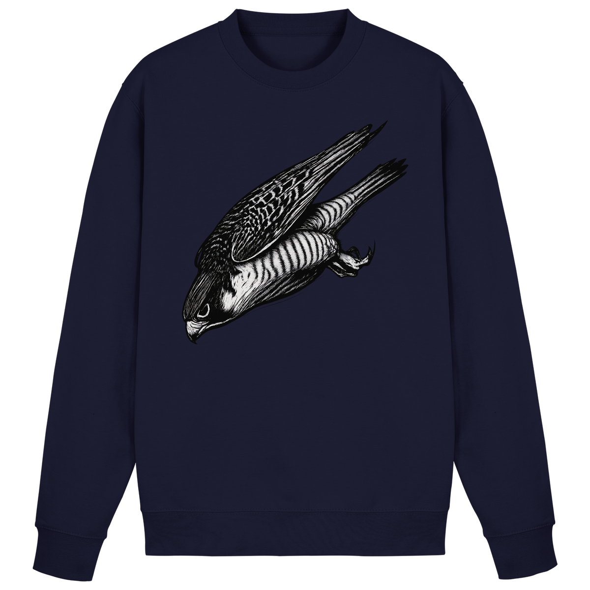 Arvenzo Swift Dive navy sweatshirt shown from the front, featuring a classic crew neckline and soft cotton fabric.