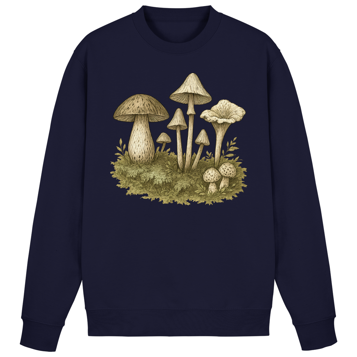 Navy Forest Floor Sweatshirt by Arvenzo with a simple crew neck design and forest-inspired graphic on the front.