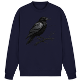Arvenzo Dark Raven sweatshirt showing a front view in navy with a simple, classic design and ribbed cuffs.