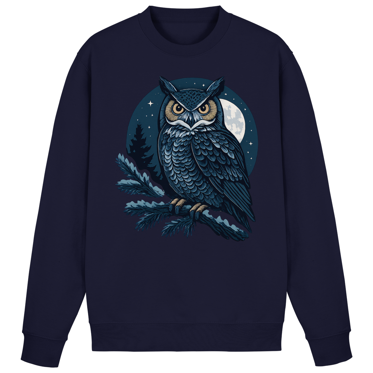 Front view of an Arvenzo navy night watch sweatshirt with a simple, classic design in oxford fabric.