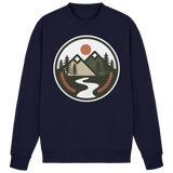 Navy blue Arvenzo Open Ground sweatshirt with a classic crew neck and minimalist design, front view, casual and comfortable fit.
