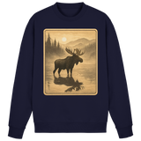 Arvenzo Calm Shore navy sweatshirt with a crew neck and relaxed fit, front view showing soft cotton fabric.