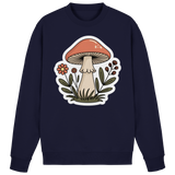 Arvenzo Still Roots navy sweatshirt with a front design, made from soft fabric, displayed on a plain background.