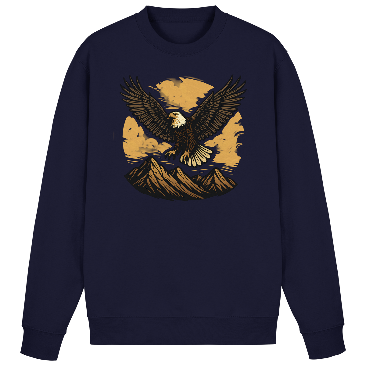 Arvenzo Iron Wing navy sweatshirt with a front graphic design, made of comfortable fabric, in a classic crewneck style.