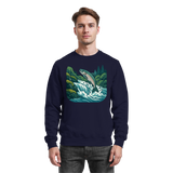 Front view of a navy silver Arvenzo sweatshirt with a classic crewneck design, made from comfortable fabric.