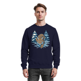 Navy blue Snow Lynx sweatshirt by Arvenzo, front view showing a classic crewneck design and soft cotton fabric.